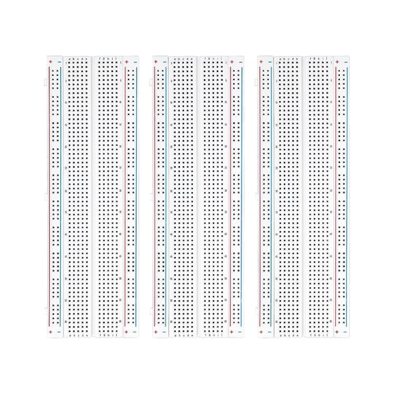 GJX 3Pcs Breadboard 830 Point Solderless Prototype Pcb Board Kit|Compatible with Arduino,Proto Shield Distribution Connecting Blocks,4 Power Rails,Side Clips,Adhesive Backs