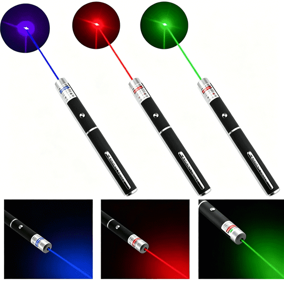GJX 3Pcs Laser Pointer Red + Green + Blue/Purple Laser Pointer Visible Beam Whip Pointer