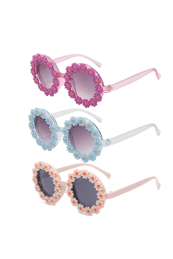 3Pcs Toddler Sunglasses,Holds Firmly in Place Kids Sunglasses,Built to Resist Impact Toddler Girl Sunglasses,UV400 Protection,Style1