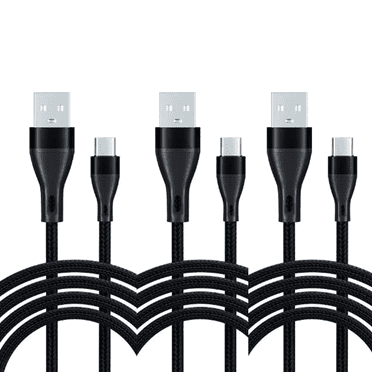 GJX 3Pcs USB Cable Fast Charging USB Type C Cable,Micro USB Cable with Data Transfer,Black,9ft