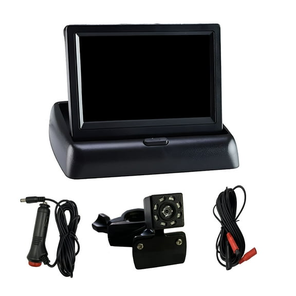 GJX 4.3 Inch Baby Car Monitor Camera, High Resolution 360 Degree Rotation Rear Seat View with Night Vision, Foldable Auto Infant Camera