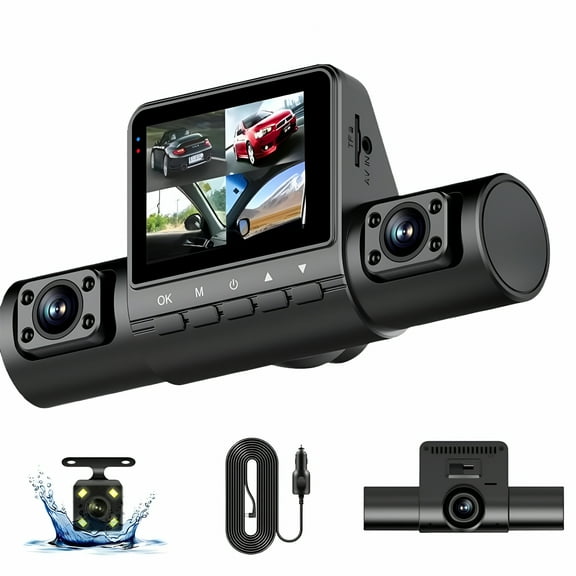 GJX 4 Channel 1080P Dash Cam - 360 Front/Rear/Left/Right Recording,Ir Night Vision,Motion Detection,Parking Assist,Wide Angle Pip Display
