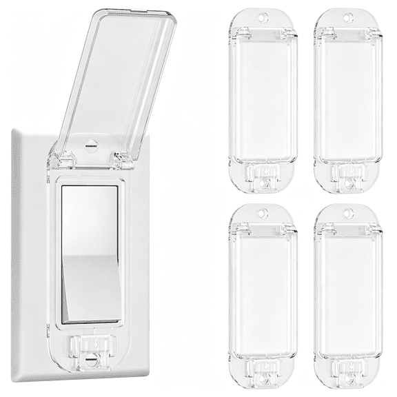 GJX 4 Light Switch Guard Cover, Baby Proof Wall Switch Cover Guard for Rocker Light Switch Protects Your Lights or Circuits from Being Accidentally Turned On or Off