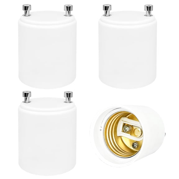GJX 4 Pack GU24 to E26 Adapters,GU24 to E26 Medium Base Light Bulb Socket Adapters for Wall Lights,Ceiling Fans and Pendant Lights,4pcs