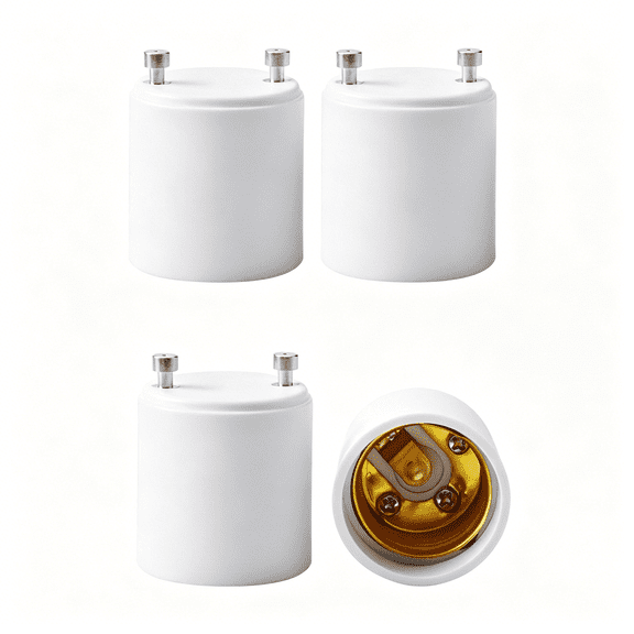 GJX 4 Pack Gu24 to E26 E27 Adapter,Heat Resistant Up to 392 Fire Resistant Converts Gu24 Bi-Pin Based Fixture to E26 E27 Standard Screw-In Socket