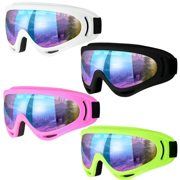 GJX 4-Pack Ski Goggles for Men Women Kids Youth,UV400 Protection Snowboard Goggles,Anti Fog Snow Goggles for Skiing Snowboarding