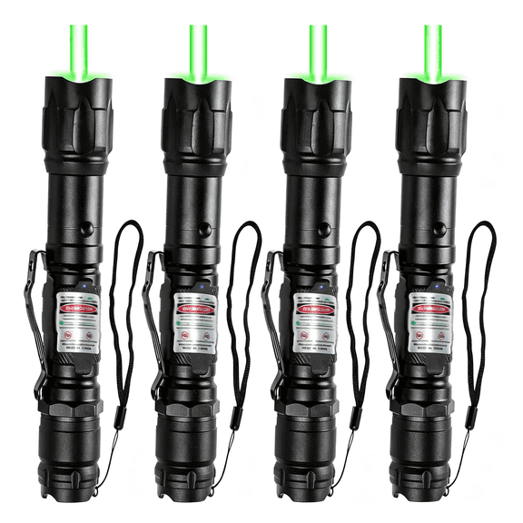 GJX [4 Packs] Professional Rechargeable Green Laser Pointer High Power Green Beam Laser Light Distance Range for Tv/Led/Lcd Screens Tactical Flashlights Presentation Office/Outdoors [004](4)