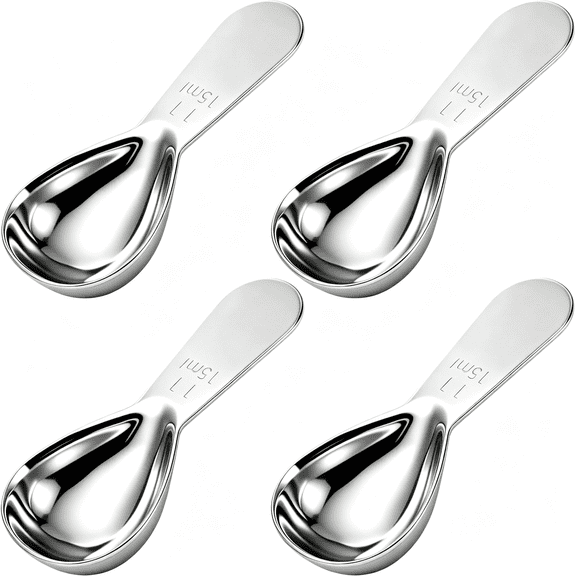 GJX 4 Pcs Coffee Scoop for Ground Coffee,1 Tbsp Scoop Stainless Steel Measuring Spoons,15 Ml Short Handle Metal Spoons for Baking