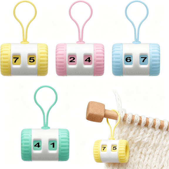 GJX 4 Pcs Plastic Row Counter for Knitting Pastel Color Knitting Row Counter Crochet Assistant Tools for Both Circular and Straight Needles Pastel Color the Row