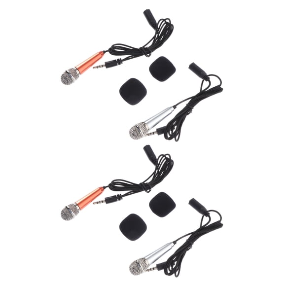 GJX 4 Pcs Portable Microphone Little Mics Karaoke Voice Recording Microphones Mini