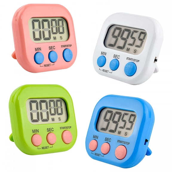 GJX 4-Piece Multi-Function Electronic Timer, Cooking, Suitable for Kitchen, Study (Not Including Battery)