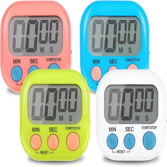 GJX 4-Piece Multi-Function Electronic Timer,Learning Management,Suitable for Kitchen,Study,Work,Exercise Training,Outdoor Activities (Not Including Battery).