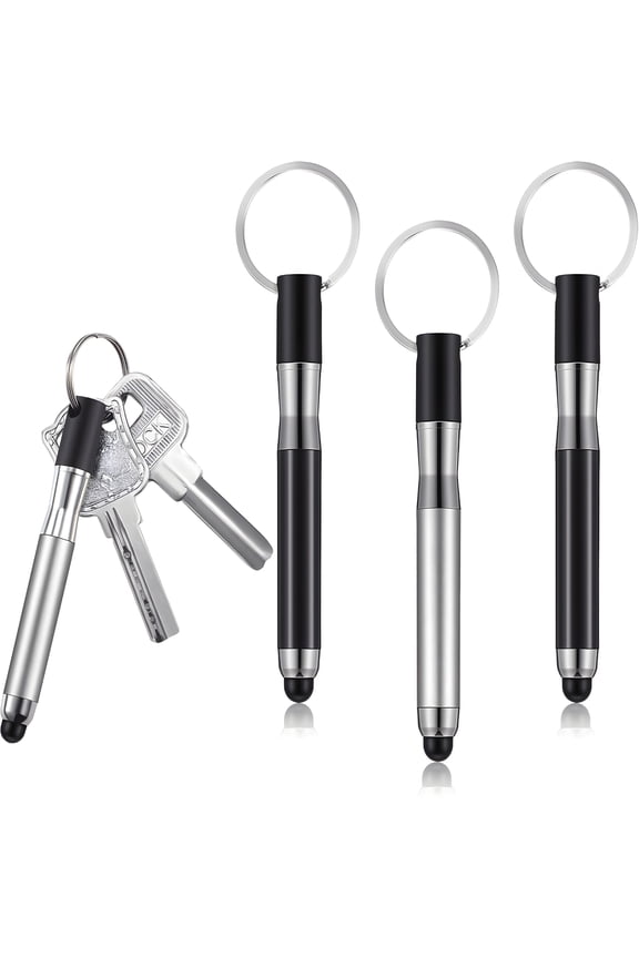 4 Pieces Mini Stylus Pen with Keyring Loop 3 in 1 Accessory Bullet Capacitive Keychain Stylus Tablet Pen Touchscreen Pen