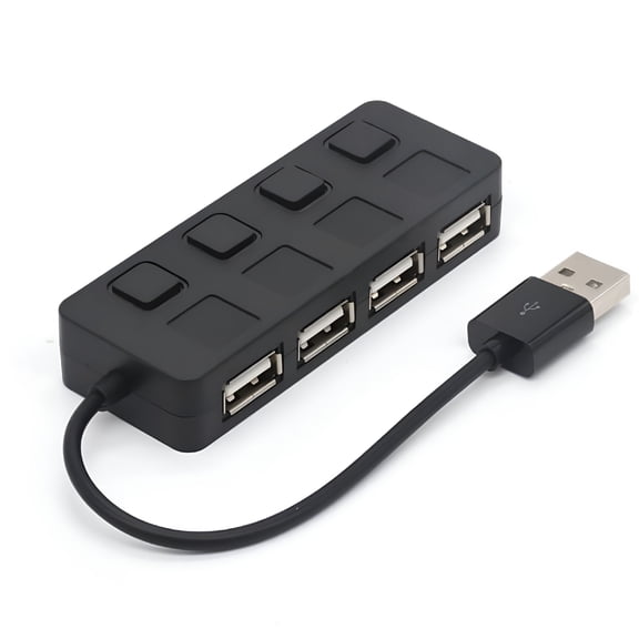 GJX 4-Port USB 2.0 Data Hub with Individual LED lit Power Switches [Charging NOT Supported] for Mac & PC