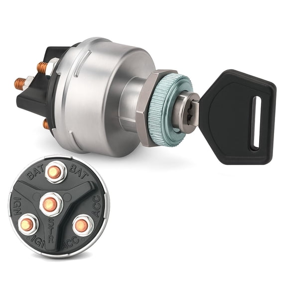 GJX 4-Position Universal Ignition Key Switch Acc/Off/Ign/Start|Designed for Custom Car,Truck,Tractor,Trailer,Forklift Ignition Switch