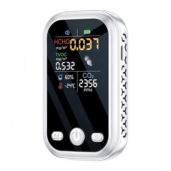 GJX 4-in-1 Handheld Carbon Monoxide Detector, low ppm carbon monoxide detector, Air Quality Monitor with CO, CO, Temperature & Humidity for Home, RV & Hotel (1Pc)
