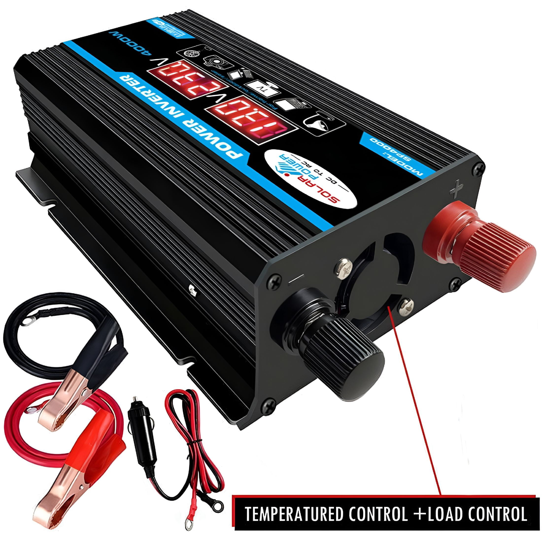 GJX 2026 New 4000W Pure Sine Wave Inverter,12V to 110V,Dual Ac Sockets,Remote Control,1-Pack for Rv,Camper,Boat,Off-Grid,Emergency