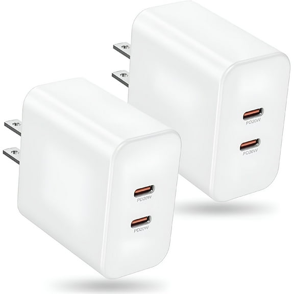 GJX 40W Dual USB C Charger Block, 2-Port Fast USB-C Power Adapter Wall Charger Plug Type C Charging Block for Laptop Computer & Tablets/Phones (2 pack)