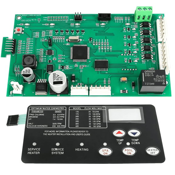 GJX 42002-0007S Control Board Kit with 472610Z Switch Pad | Replacement for Mastertemp 200/250/300/400 & Sta-Rite Max-E-Therm Sr200/Sr333/Sr400 Na/Lp Pool & Spa Heaters
