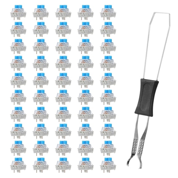 GJX 45 PCS Mechanical Keyboard Switches 3 Pin Blue Clicky Switches Dustproof Keyboard Clicker Keys Replacement for Gaming Keyboards
