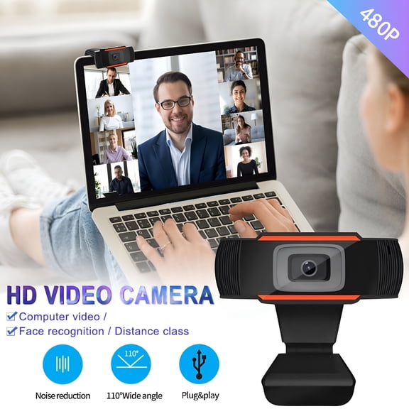 GJX 480P Webcam with Microphone,Manual Focus Webcam,Computer Camera Web Camera for Video Calling Recording Conferencing 2 MillionPixels