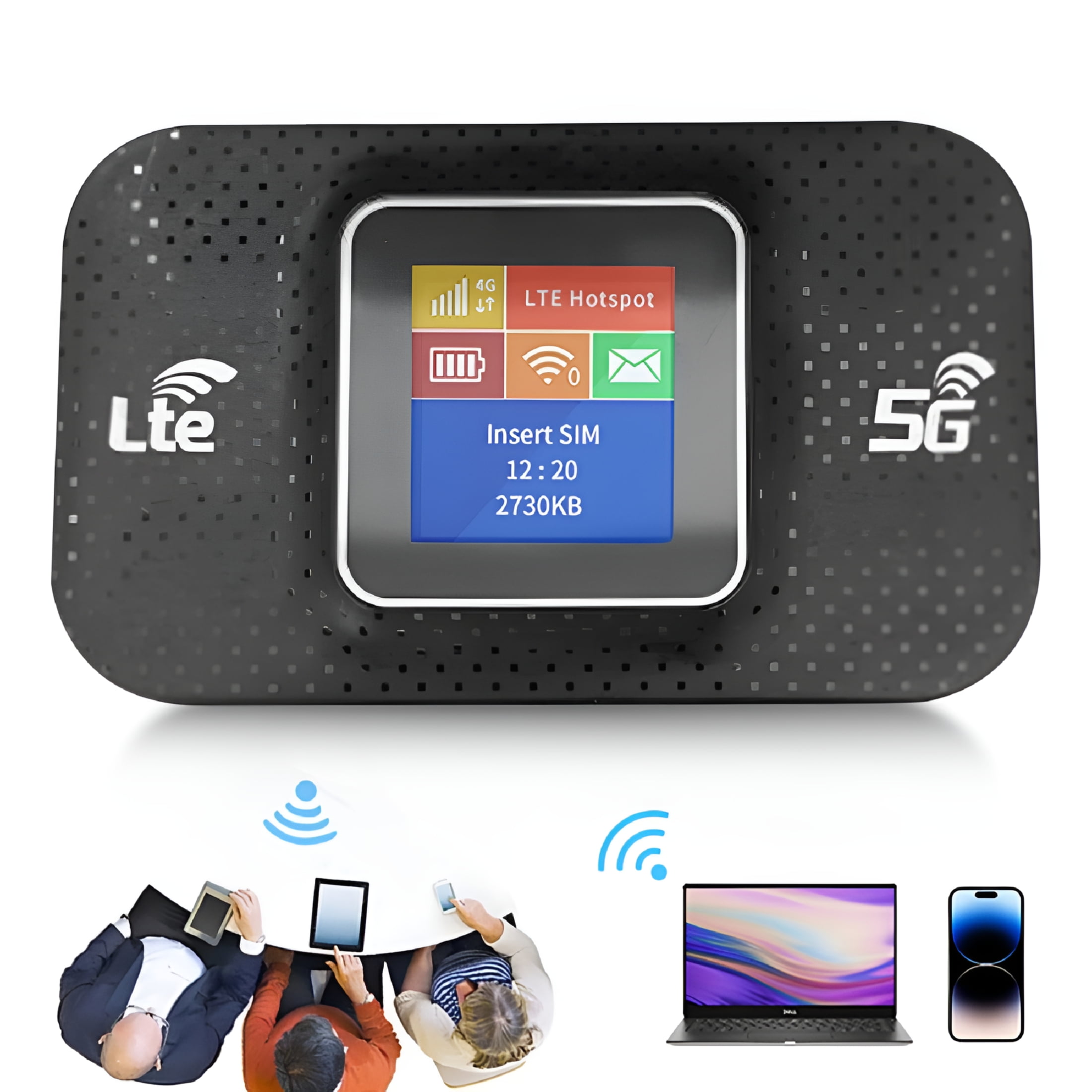 GJX 4G LTE Modem Wireless Router, SIM Card Slot Wireless Portable Router, Mini Hotspot 150Mbps Mobile Broadband WIFI Router (Black)