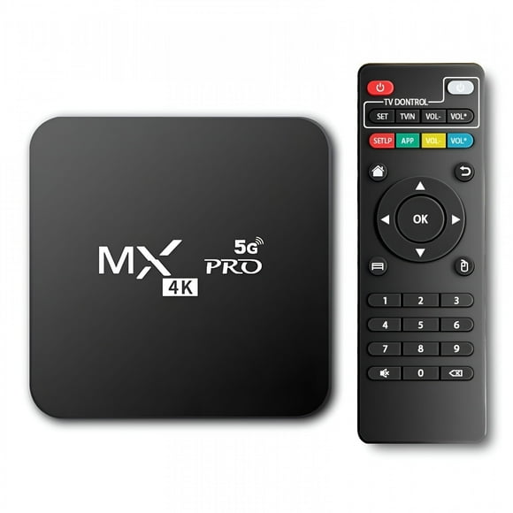 GJX 4GB+32GB Android TV Box, 4K HD TV Box with Infrared Remote Control