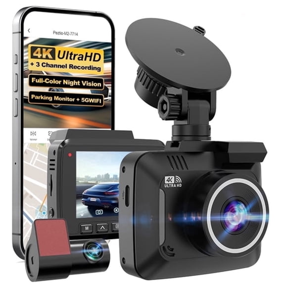 GJX 4K Dash Cam Front and Rear Inside,4K+1080 Full Hd Dash Camera,Sensor,Built in 5Ghz Wifi & Gps Car Camera,2.4" Ips Screen,64Gb Sd Card,App Control,170Wide Angle,24H Parking Mode