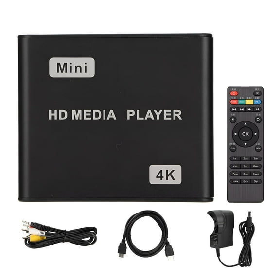 GJX 4K HD Media Player Mini Streaming Media Player with Remote Control and LED Indicator