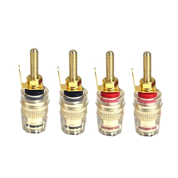 GJX 4Mm Banana Plug Socket,Gold Plate Binding Post for Amplifier Speaker Terminal Connector -Transparent Plastic Cover Binding Post (4-Pack)