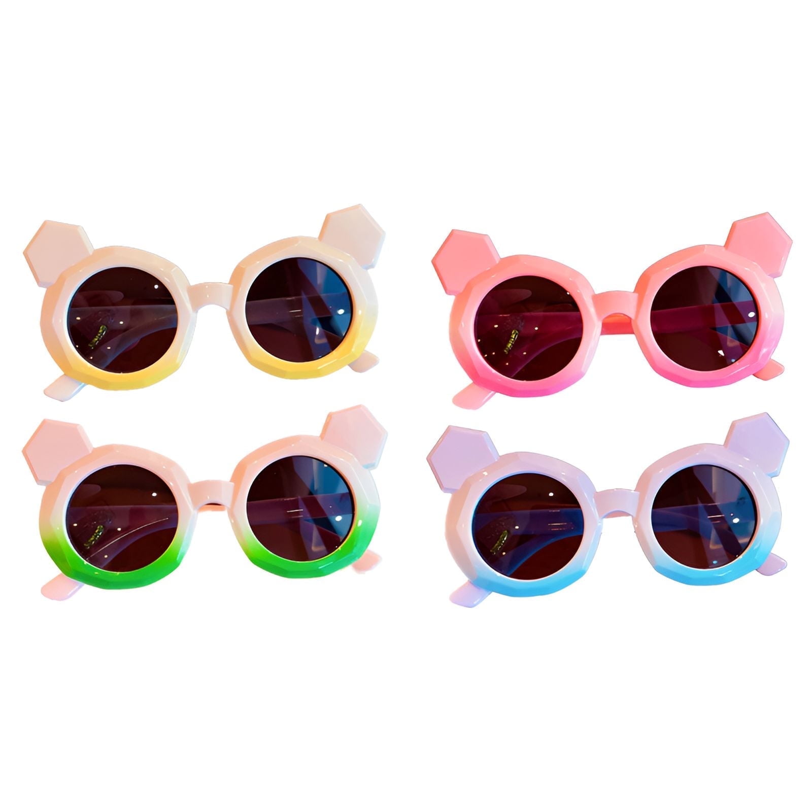 LotFancy Round Mirrored Sunglasses with Case for Kids, Hippie