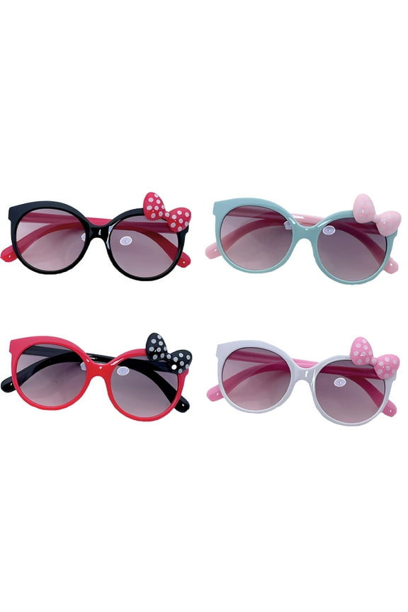 4Pcs Baby Sunglasses,Must-Have for Cute Kids’ Styling Toddler Sunglasses Age 2-4,Bowknot Little Princess Shape Infant Sunglasses,Style1