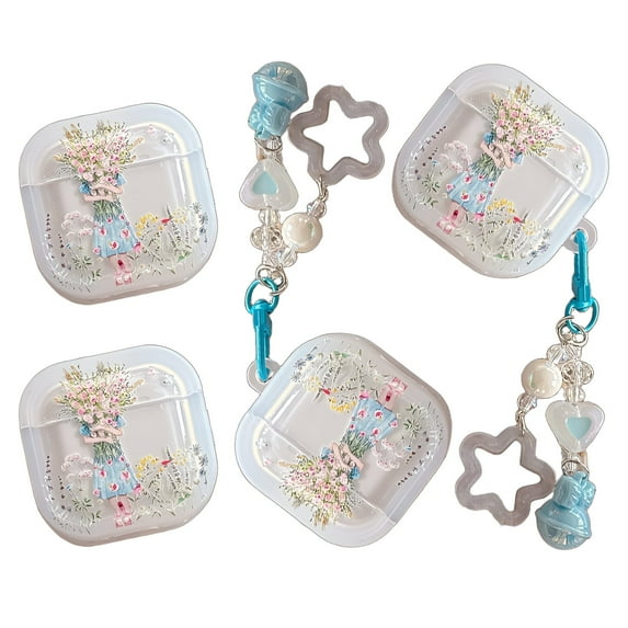 GJX 4Pcs Case for Airpods 4,Exquisite Floral Design Protection Cover for Airpods 4 Case,360° Full Protection Protective Case Cover for Apple Airpods 4,Color Mixing2