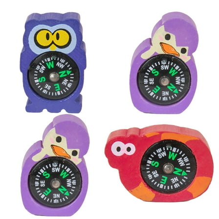 GJX 4Pcs Compass Hiking Survival,Comfortable Grip Compass for Kids,Boost Curiosity Military Gear,Style1