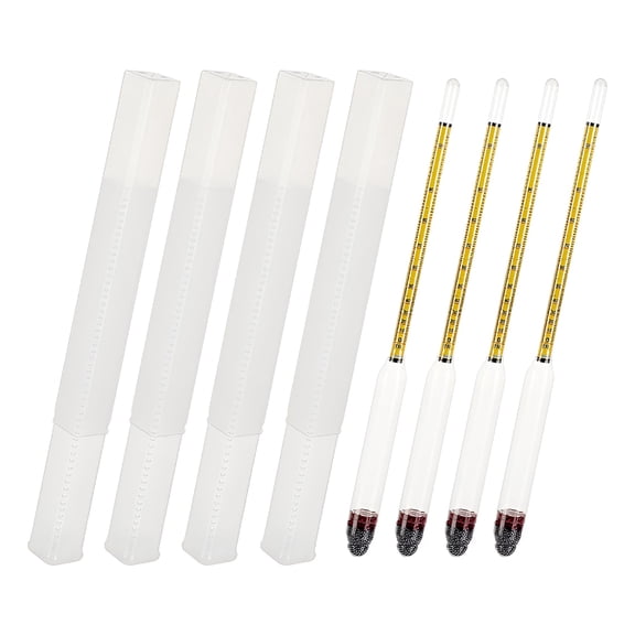 GJX 4Pcs Glass Hydrometer Alcohol 0-200 Proof and 0-100 Tralle Alcohol Hydrometer Digital Hydrometer Glass Alcohol Measuring Device for Brewing Lab Supplies