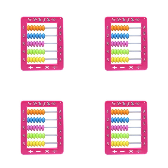 GJX 4Pcs Pink Abacus for Kids Math, Large Size Figure Counting Tool with Easy-Handle Beads, Early Education Classroom Toy