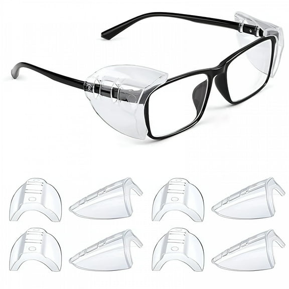 GJX 4Pcs Safety Glasses Side Shields for Prescription Glasses,Slip on Clear Eye Glasses,Fits Small to Large Eyeglasses,Side Shields for Glasses