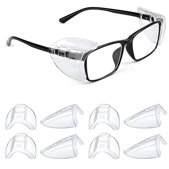 GJX 4Pcs Safety Glasses Side Shields for Prescription Glasses,Slip on Clear Eye Glasses,Fits Small to Large Eyeglasses,Side Shields for Glasses