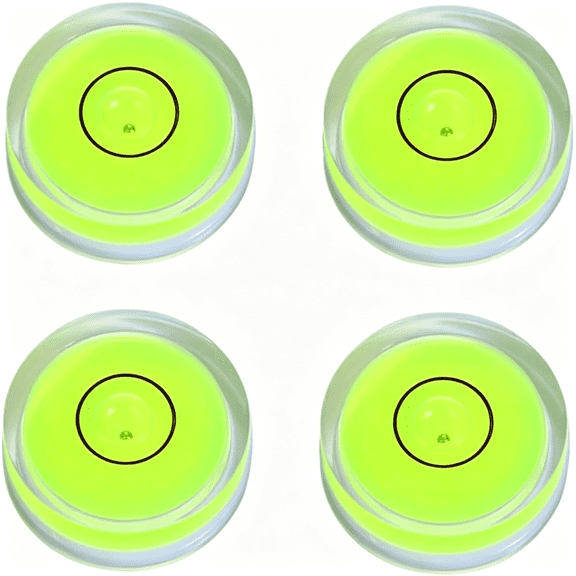 GJX 4Pcs Small Circular Bubble Levels with Double Sided Adhesive Bottom Mini Little Stick-On Bubble Spirit Level Measuring Layout Tools Levels Small Level (25X10Mm)