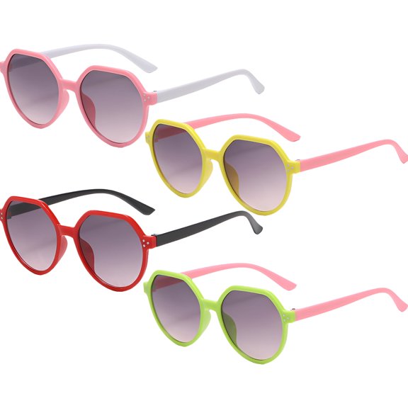 GJX 4Pcs Toddler Sunglasses,Skin-Friendly Composition Kid Sunglasses,Smooth On-The-Face Experience Toddler Sunglasses Age 2-4,UV400 Protection,Style3