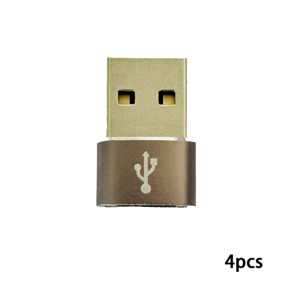 GJX 4Pcs Usb A to Usb Type C Adapter,Fast Charging and Data Transfer Usb A to Type C Cable Adapter,Reversible Type-C Connector Mini Design for Efficient Use Usb C Converter,Coffee