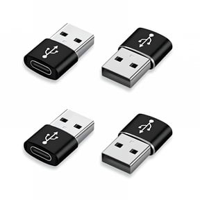 GJX 4Pcs Usb A to Usb Type C Adapter,Fast Charging and Data Transfer Usb A to Type C Cable Adapter,Reversible Type-C Design Mini Size for Efficient Connection Usb C Converter,Black