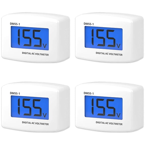 GJX 4Pcs Voltage Test Monitor Ac 80-300V Lcd Display Flat Plug Voltmeter Electrical Outlet Tester Plug in Digital Voltage Meter Plug in Voltage Meter