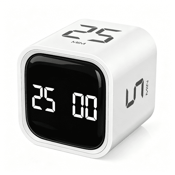 GJX 5,25,10,50 Minutes Preset,Desk Productivity Flip Timer,Tool Cube Countdown Stopwatch,Vibration/High/Low Volume/Custom Modes,for Work,Study,Back to School
