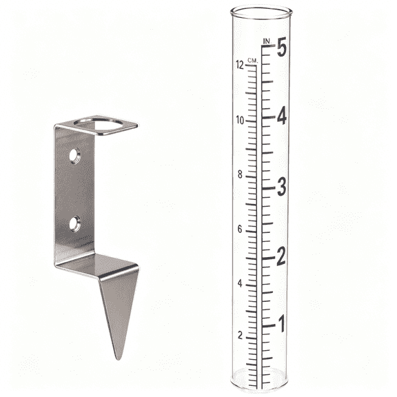 GJX 5"Capacity Rain Gauge with 2 in 1 Stainless Steel Rack Holder for Yards,Lawns,Pathway,Patio