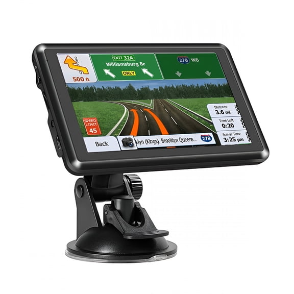 GJX 5 Inch GPS Navigator with Touch Screen, Custom Truck Routing and RV Maps, Speed Camera Alerts, Portable Car Navigation System for Professional Drivers, Updated Preloaded Maps