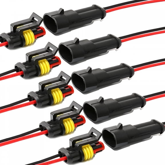 GJX 5 Kits 2 Pin Connector Waterproof Wire Connector,Quick Disconnect Wire Connectors,Automotive Waterproof Electrical Connectors