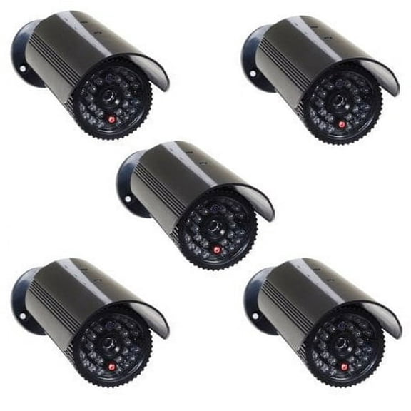 GJX 5 Pack Dummy Fake Bullet Security Camera Infrared LEDs Flashing Blinking Light for Home CCTV Surveillance