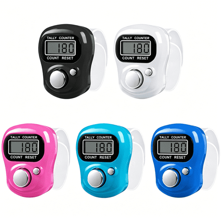 GJX 5 Pack Finger Clicker Counter,Tally Counter with 5-Digit Lcd Electronic Digital Display,Clickers for Knitting,Golf,Lap,and Inventory Counting