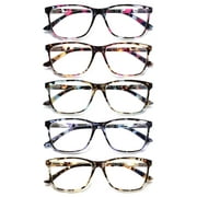 GJX  5 Pack Ladies Reading Glasses Blue Light Blocking Pattern Print Eyeglasses